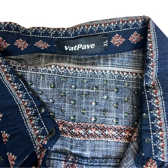 Men's Navy Patterned Shirt with matching shorts - Picture 3 of 4